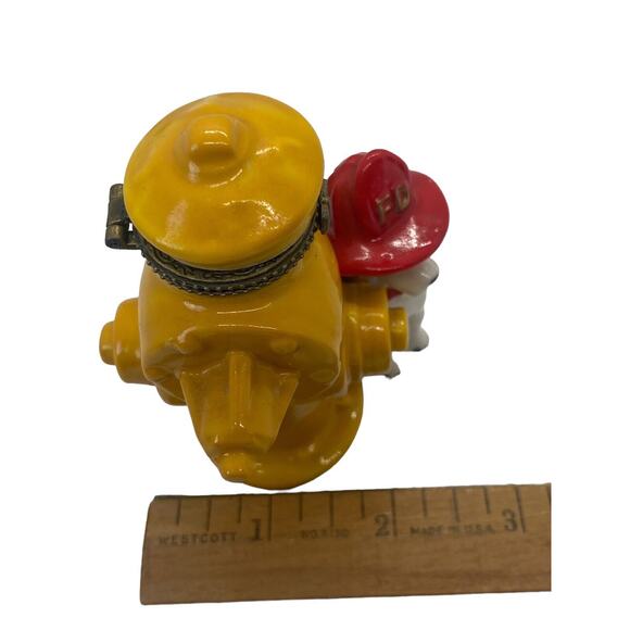 Yellow Fire Hydrant Fire Department Dalmatian Dog Trinket Display 4” - Picture 6 of 9